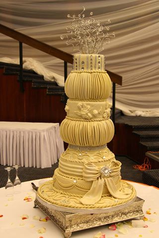 A unique wedding cake baked by Sarahs Cakes