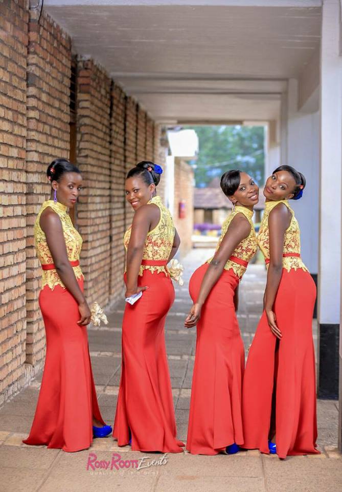Beautiful Ugandan bridesmaids pose during a wedding photo shoot powered by Rossy Roots Events