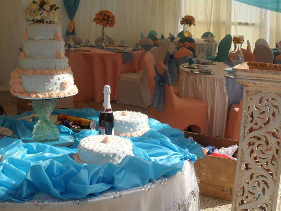 A wedding cake at Hotel International in Muyenga