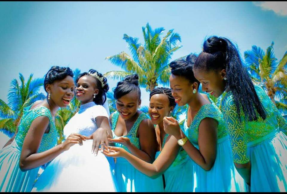 A bride and her entourage dressed by Bridal Lounge Kampala