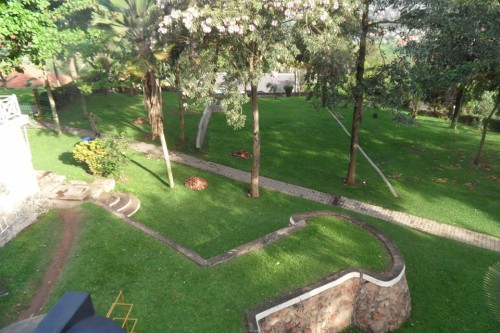 The green gardens at Hotel International in Muyenga