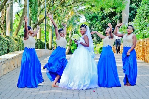 A bride and her maids at Speke Resort Munyonyo, dressed by TEM Fashion WEAR