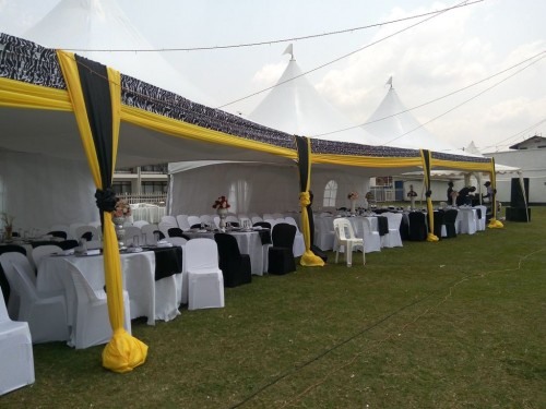 Yellow, black and white event decorations by Mr Events