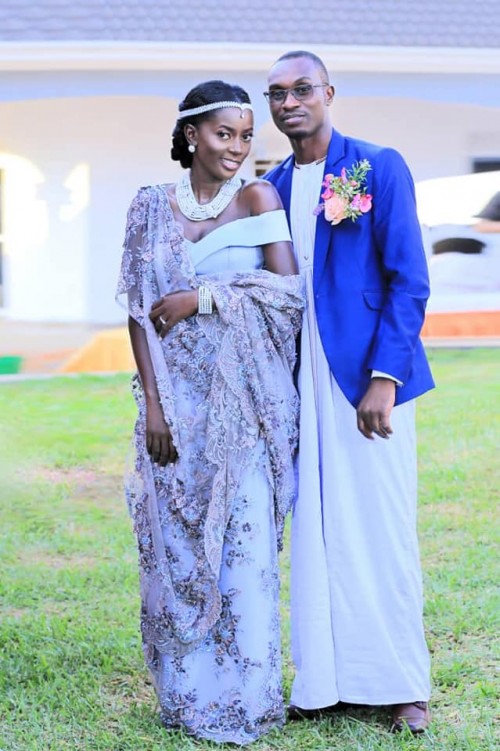 Adrine and her groom at their traditional wedding, Peponi Clothing