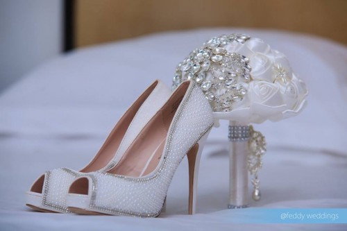 Bridal shoes & Bouquet