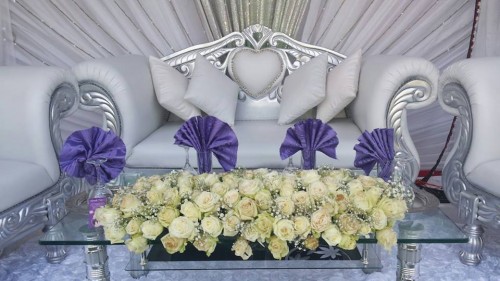 Wedding high table decor setup by Event Styles