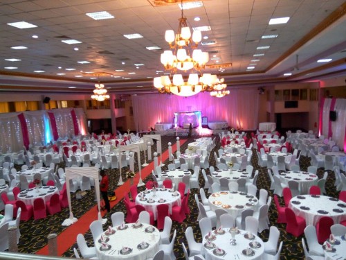 Pink and white inspired wedding decorations by Mr Events at Hotel Africana, Kampala