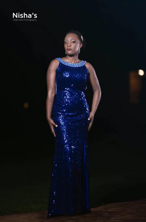 A beautiful blue sequined dress from Nisha's Bridal