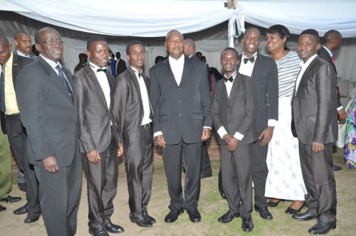 The Cape brothers posing with President Museveni at an event in Rwakitura