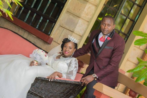 Kenyan bride Lillian wore a crown and jewelry from Bride to be