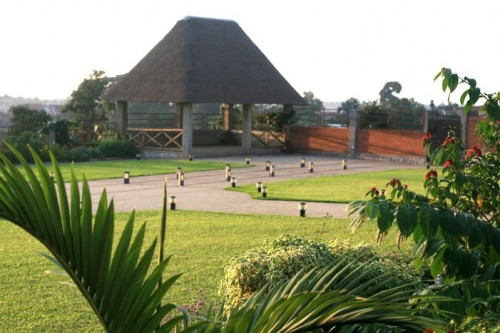 The tropical art crafted building at Mawanda Royal Gardens