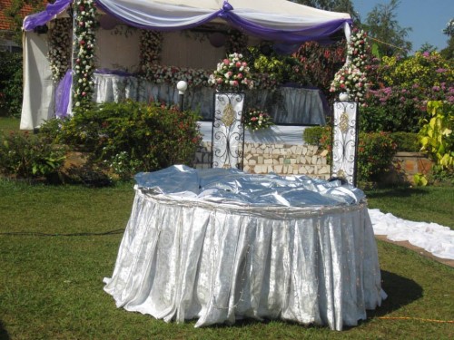 Wedding decorations being set up at Bunga Leisure Gardens