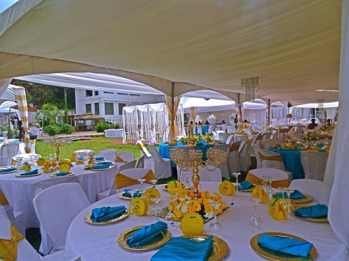 Wedding reception decor setup at Fairway Hotel