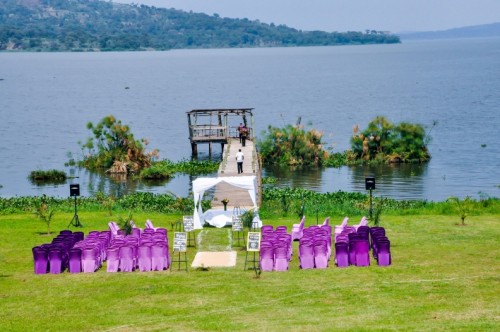 Lake side church ceremony set up by Amka Deco at Jahazi Pier Munyonyo