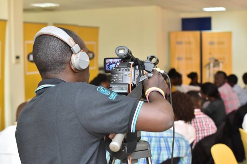A Globetek Videography on camera at Nyonyi Gardens, Kololo during an MTN Event