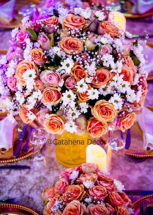 A breathtaking flower centerpiece by Catahena Decor and Wedding planners