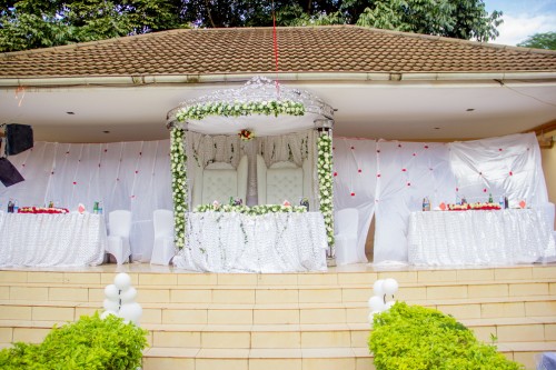 Exhilarating white and rose wedding decorations at Emerald Hotel Kampala