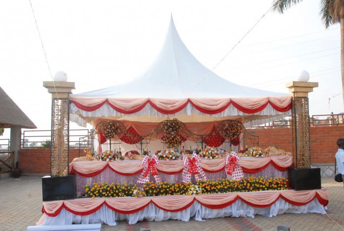 Bridal tent decorations at Mawanda Royal Gardens