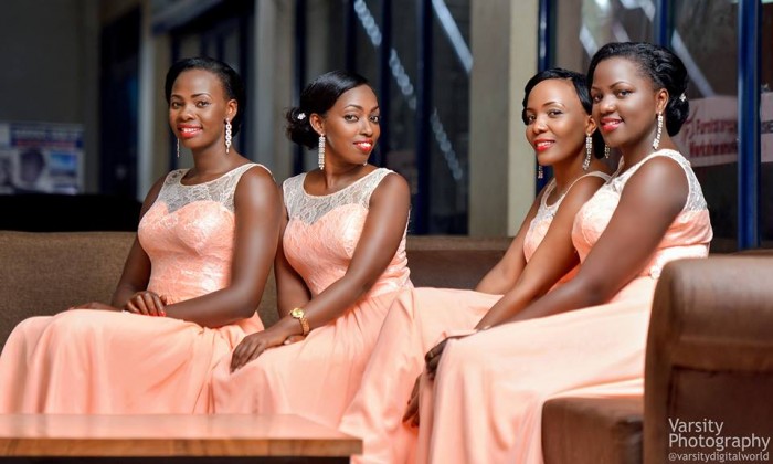 Bridesmaids clad in beautiful peach dresses, Photo by Varsity Digital WORLD
