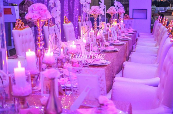 Cream, gold and pink themed birthday dinner party