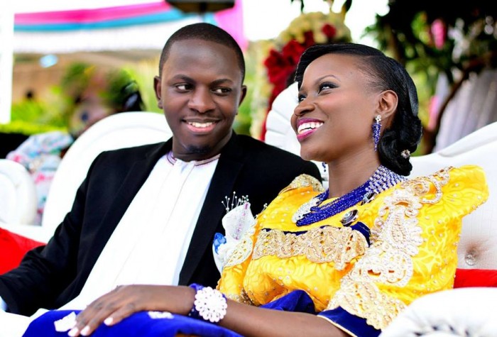 A happy bride and groom at a customary wedding covered by Lenz Media