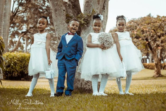 A Ugandan pageboy and flower girls at a wedding photo shoot by Nelly Salvatore Photography