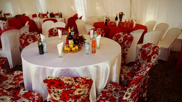 Red and White Decor Themed Decor By Crystal Events in Kumi Uganda
