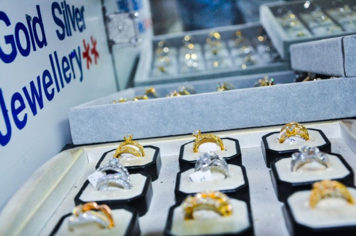 Gold and silver rings at Radha Jewellery Ltd Uganda