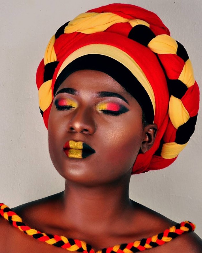 Uganda flag inspired makeup by Thenameis.Usher Makeup Artistry