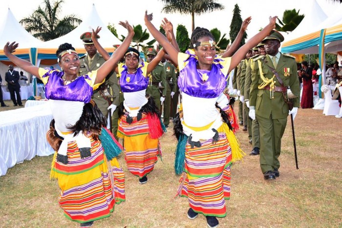 Nyange Cultural Performers usher in Mr and Mrs Lusiba at their wedding reception