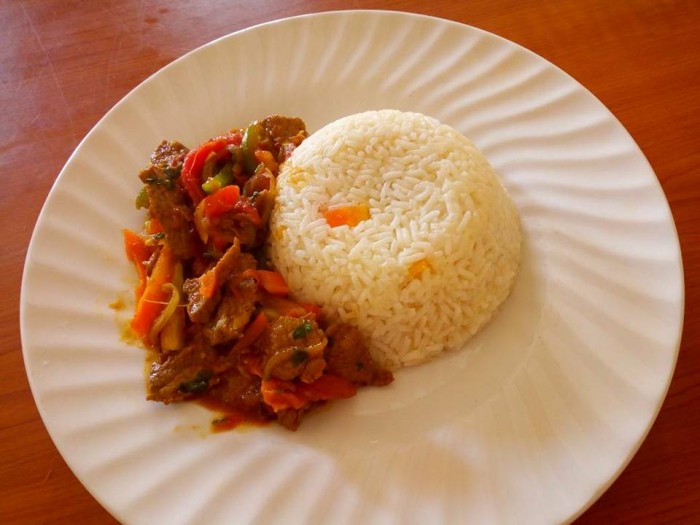 Rice & beef prepared by Classic Catering Uganda