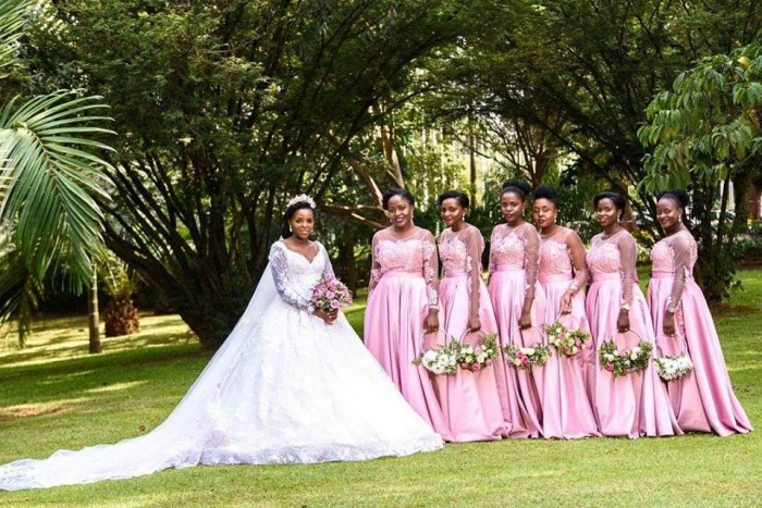 A bride and her stunning entourage, Hairdos by Am her stylist