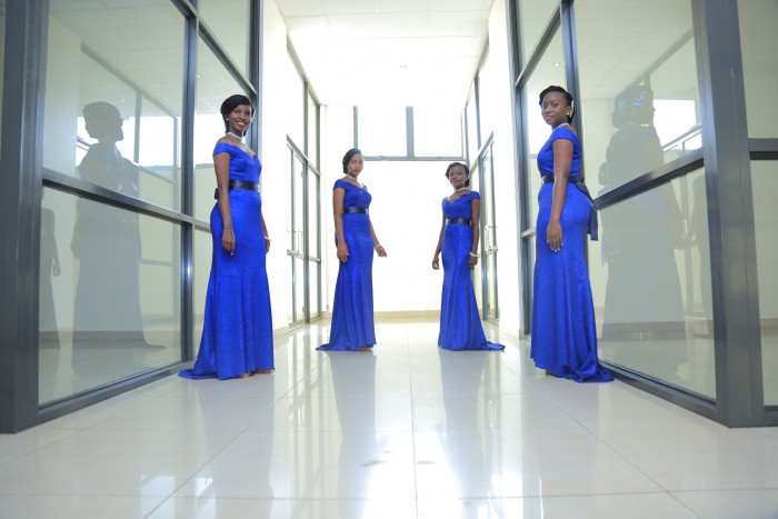Brenda's bridesmaids clad in blue dresses, shots by Alexander Photography