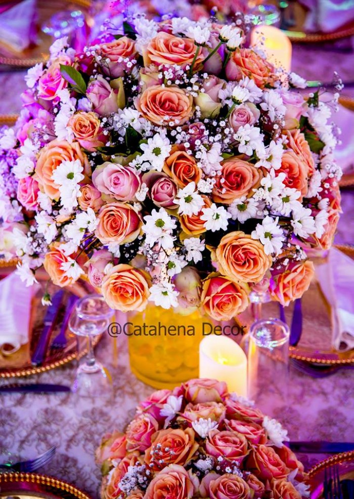 A breathtaking flower centerpiece by Catahena Decor and Wedding planners