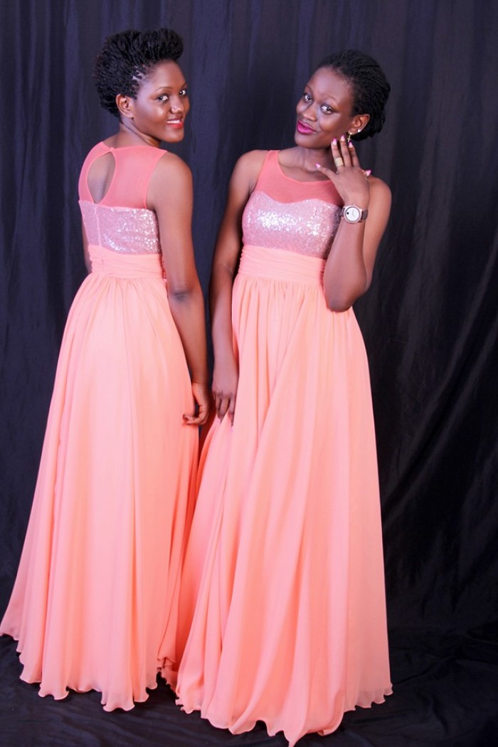 Pink bridesmaids dresses tailor made by Peponi Clothings