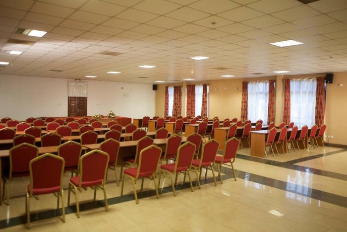 Inside one of the halls at Ivys Hotel Kampala
