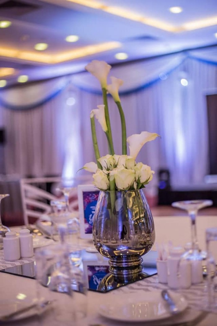 Glass centerpieces by Viable Options
