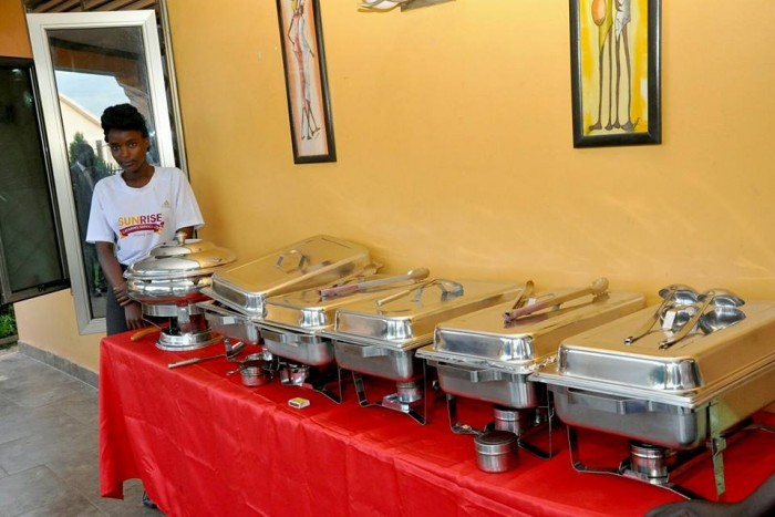Chafing dishes to warm the food from Sunrise Catering Services Limited