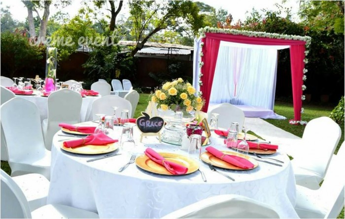 Pink and white theme Decor by Creme Events