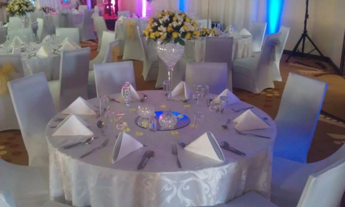All White Wedding Decor Set up at Royal Suites Hotel Bugolobi