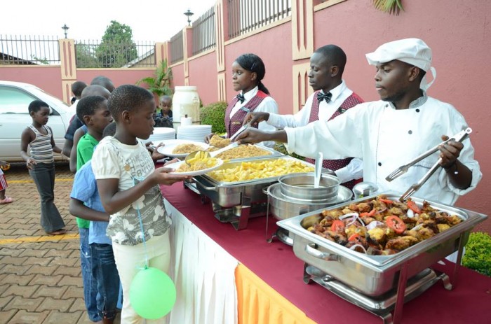 Kids being served during s a kids' party at Jevine Hotel