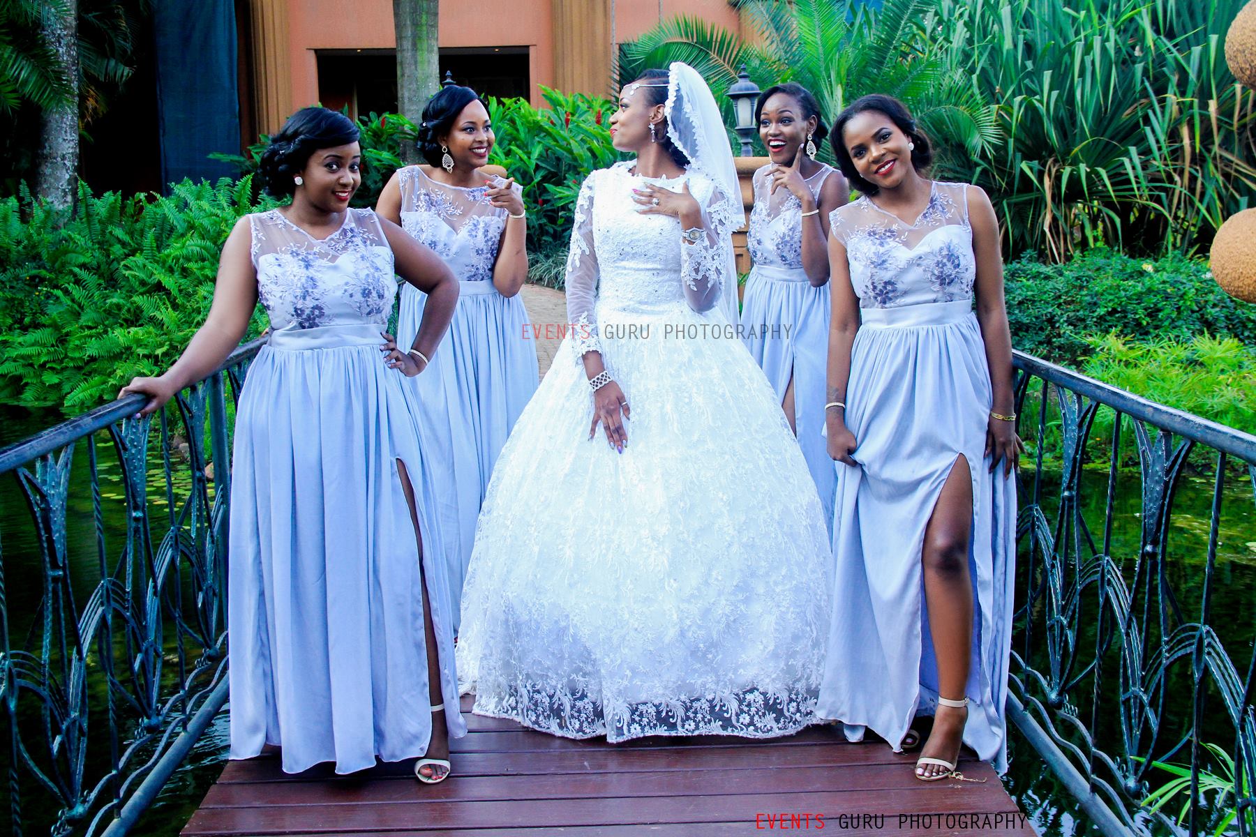 bride & her maids at a wedding photo shoot at Serena Hotel Kampala