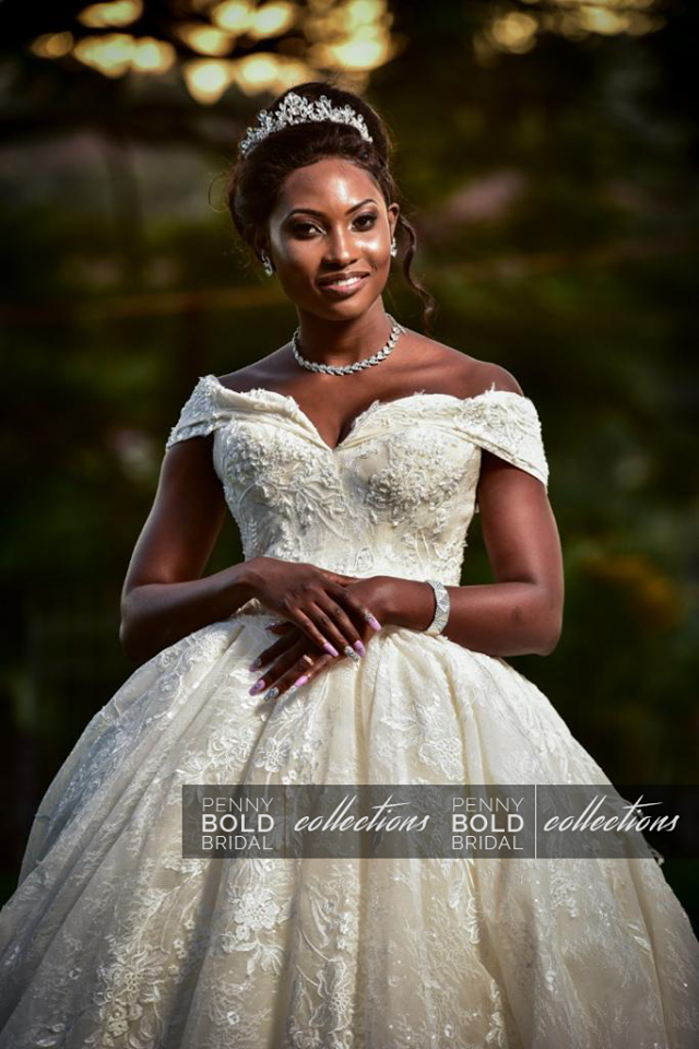 The Amazing Prossy on her wedding day with Solomon, dressed by Penny Bold