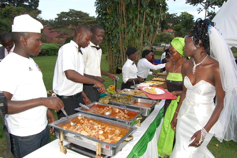 A bride being served by a team from Events Catering Limited